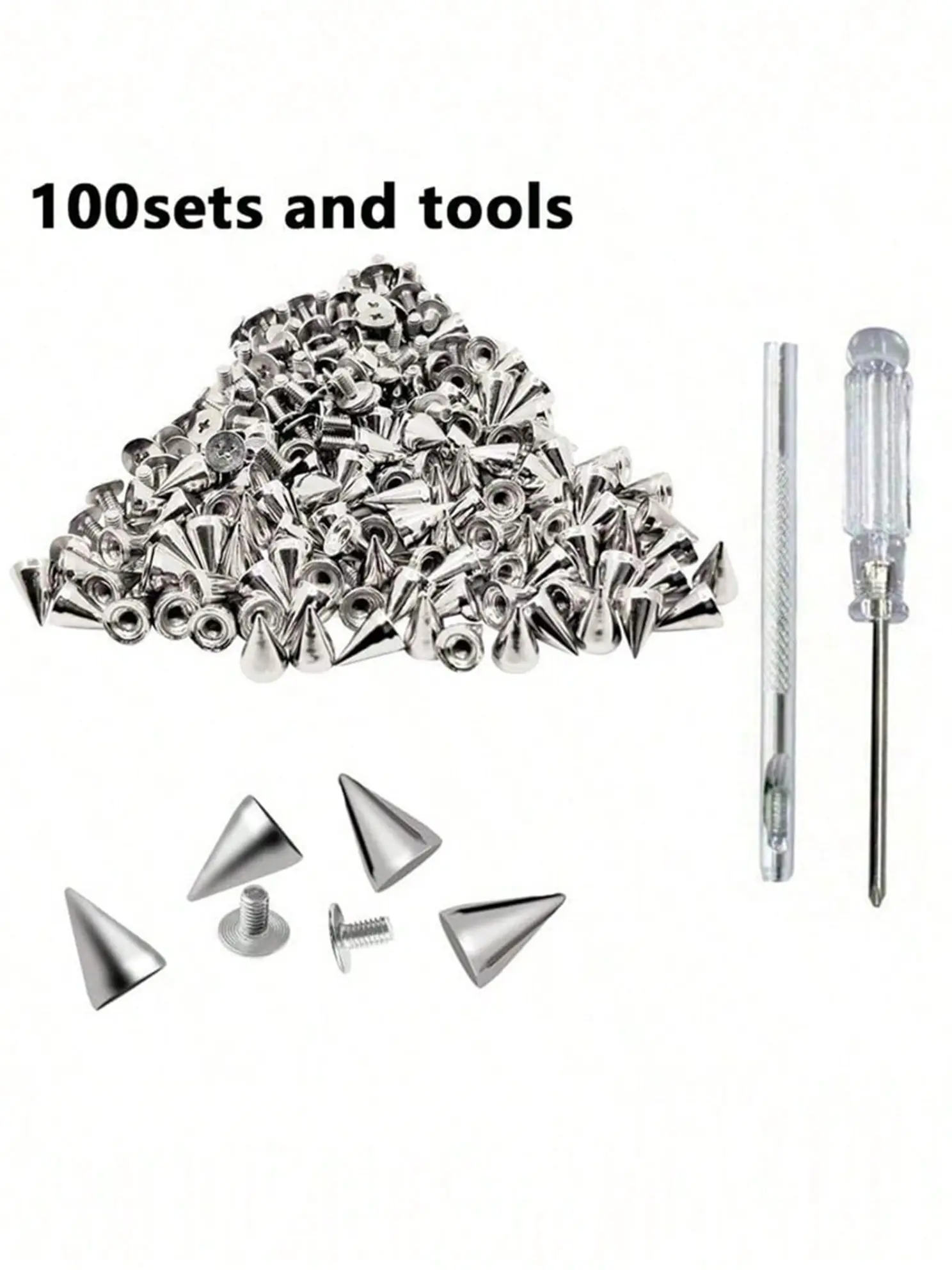 7x10mm Spiked Punk Rivets, Multiple Sizes Screw Back Studs, Punk Rock Bullet Rivets for DIY Sewing, Clothing, Leather Craft Tools Aesthetic