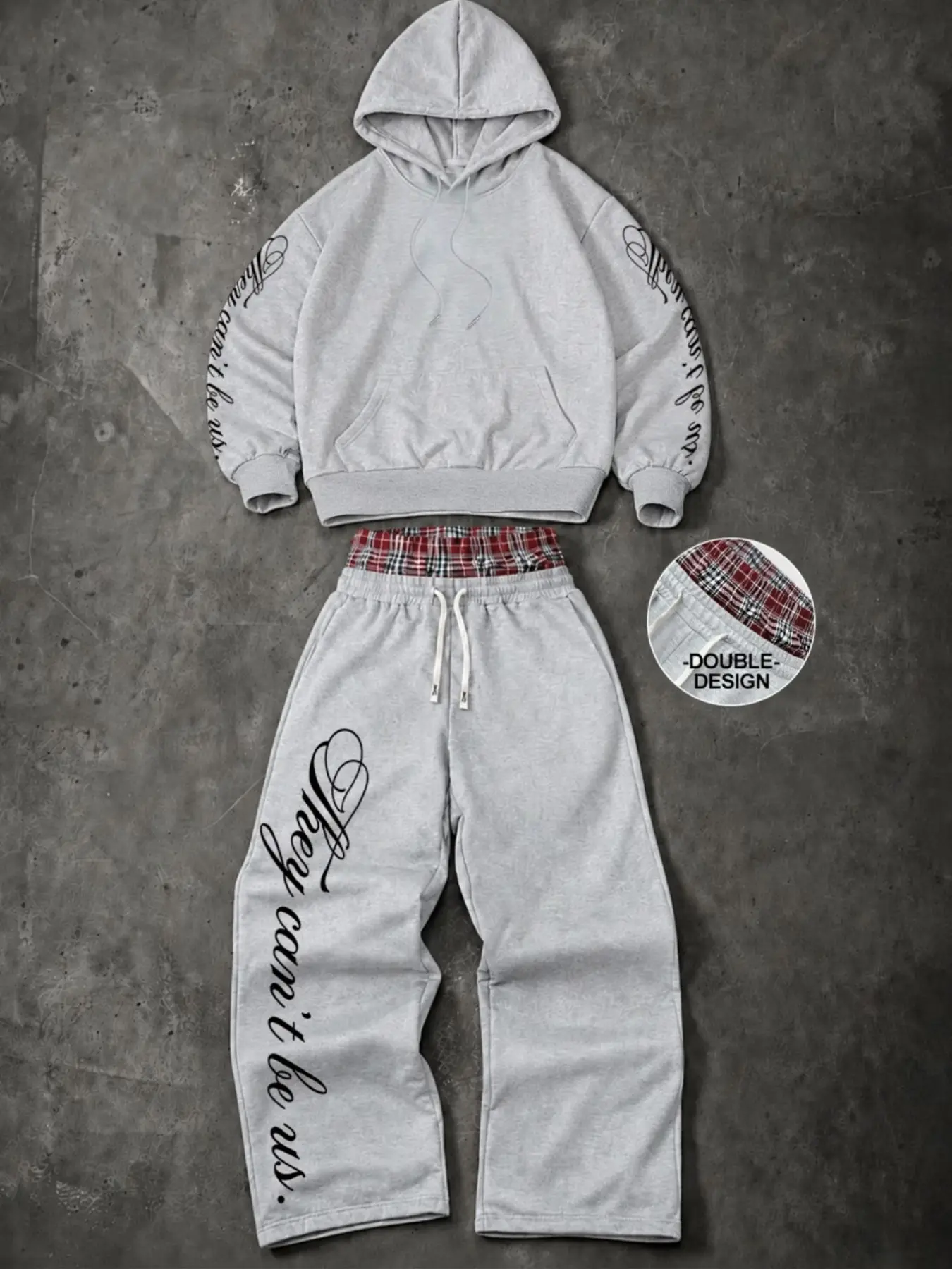 Unisex 2-Piece Set, Letter Print Hoodie + Drawstring Waist Loose Pants, Trendy Y2K for Fall/Winter, Casual Graphic Outfit