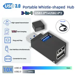 3 Port USB 3.0 Hub Extender for Pc Laptops USB 2.0 Splitter 3-Way Charger Otg U Disk Dock for Mouse Keypad Adapter Accessories