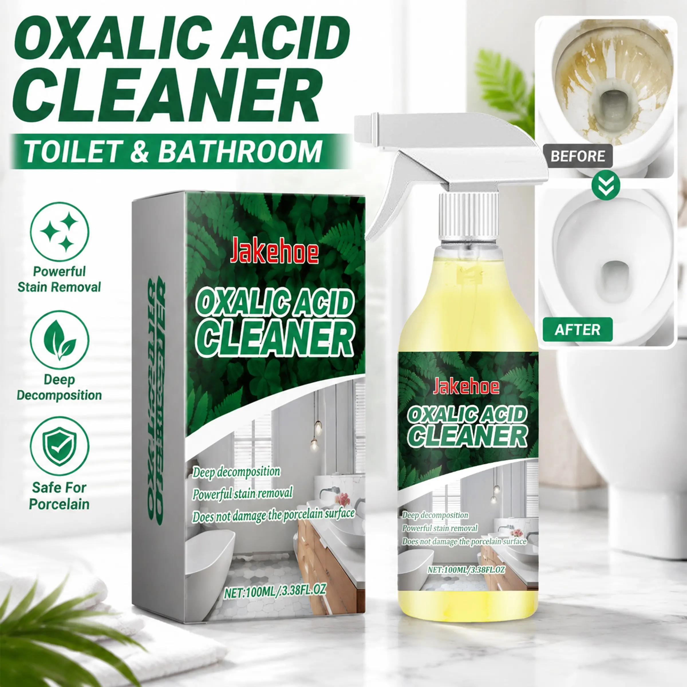 Oxalic Acid Toilet Bowl Cleaner Spray .Removes Urine Scale. Hard Water Stains & Rust . Powerful Bathroom Cleaning Solution .100ml