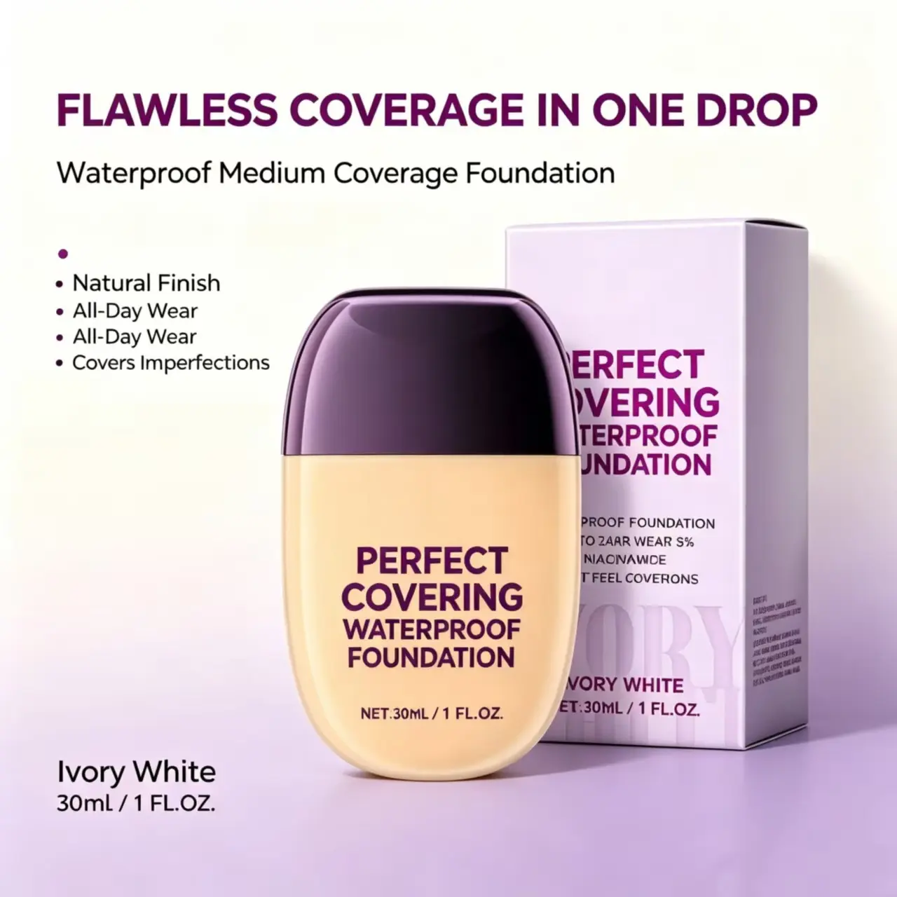 Light Hydrating Serum Concealer Long Wear Foundation (49g, SPF 50) - Natural Matte, Smooth, Non-Creasing, Water-Resistant, Acne-Friendly, All Skin Types - Brightening Care for Dull Skin, All-Day Fresh Look (One Size)