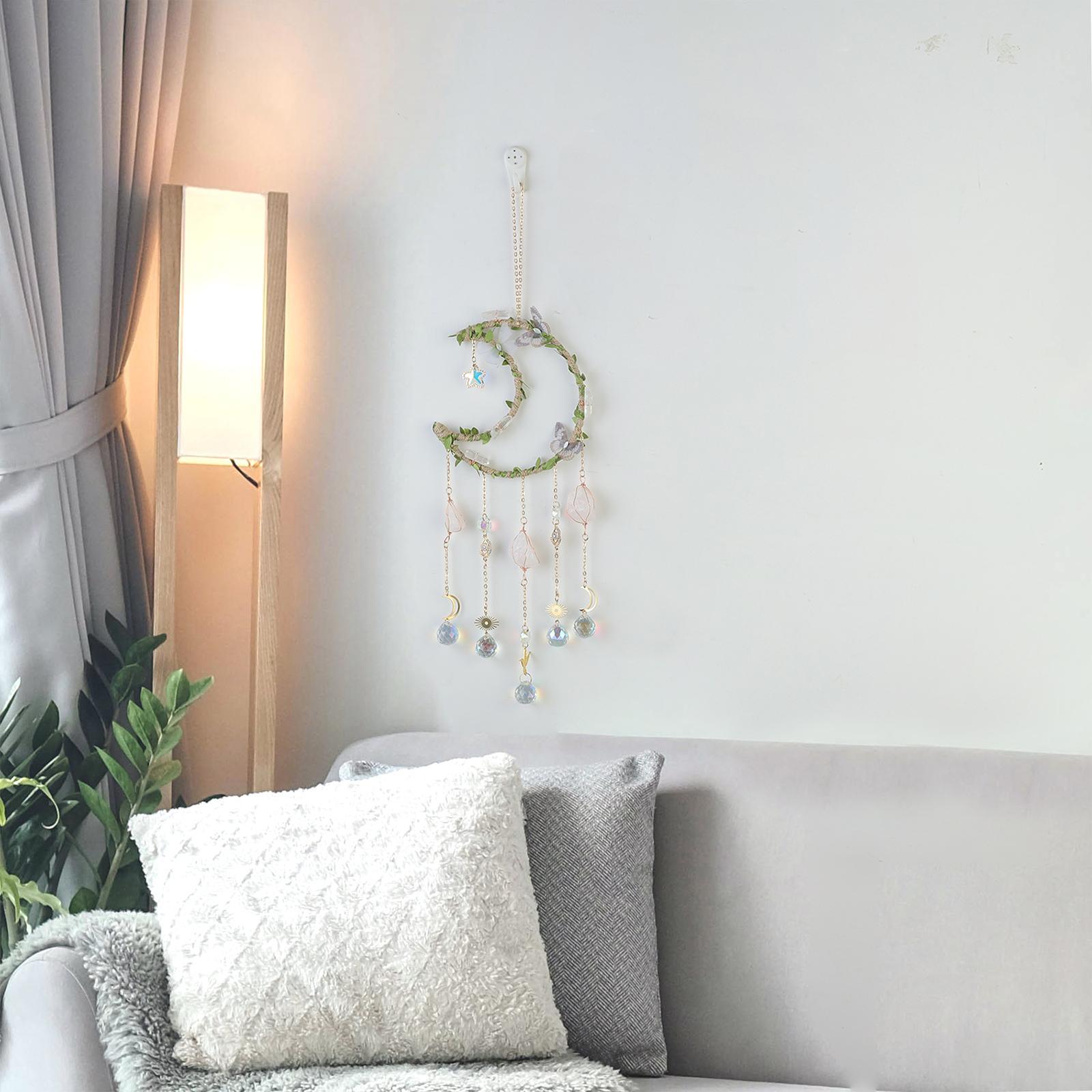 Handmade Hemp-Rope-Wrapped Leaf Butterfly Sun Catcher, Crystal Ball Rainbow Maker Wall Hanging Ornament Home Hanging Decoration Items for Home Décor, Holiday Gift Idea #GLOBAL PICKS
