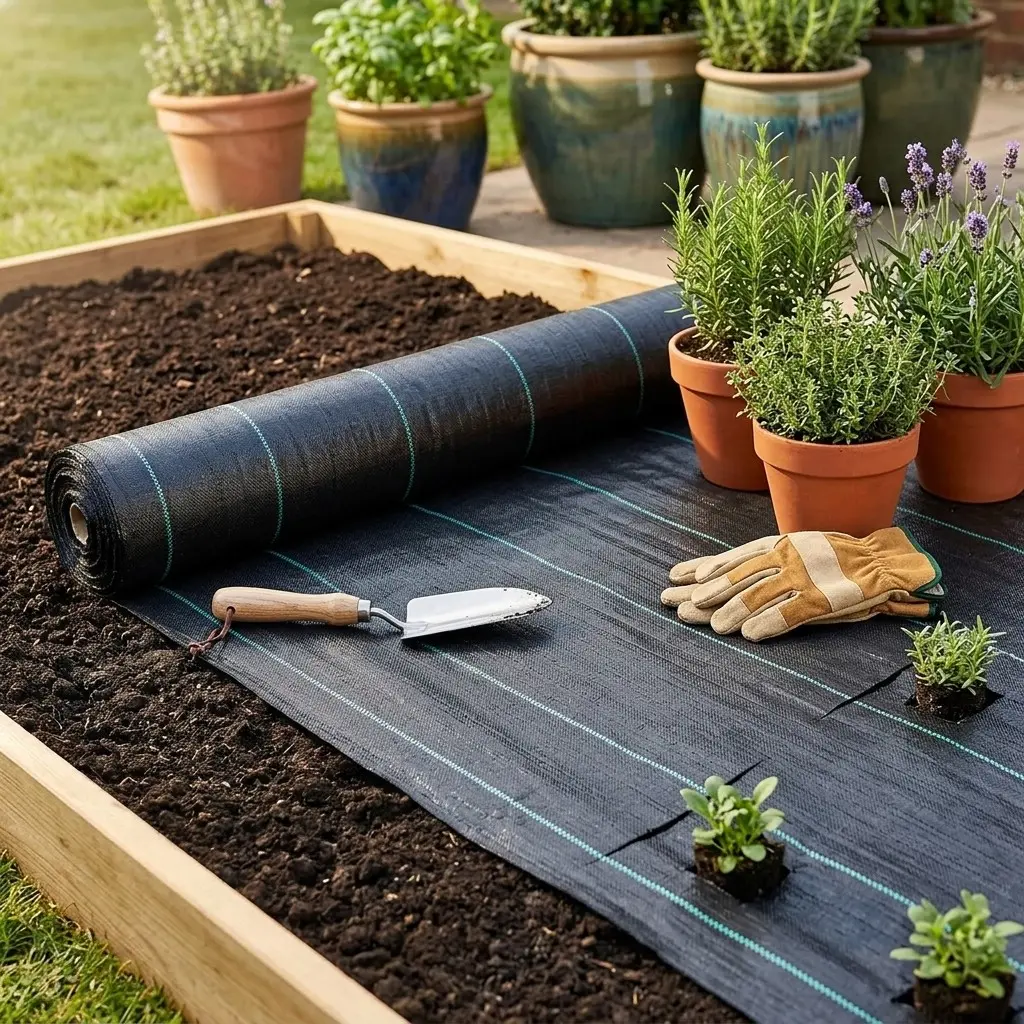 1pc Black Woven Weed Barrier Fabric Heavy Duty HDPE Ground Cover Garden Surface Weed Control Permeable Design Durable Easy Installation