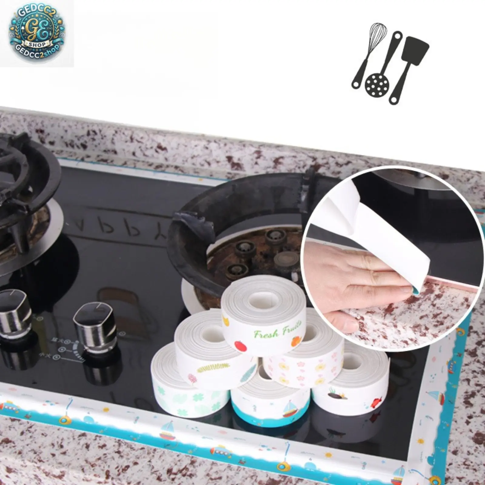 Waterproof Caulk Tape, Self Adhesive Sealing Strip for Kitchen Countertops, Bathroom Sinks, Tubs & Toilets, Mold Resistant Gap Sealing Trim