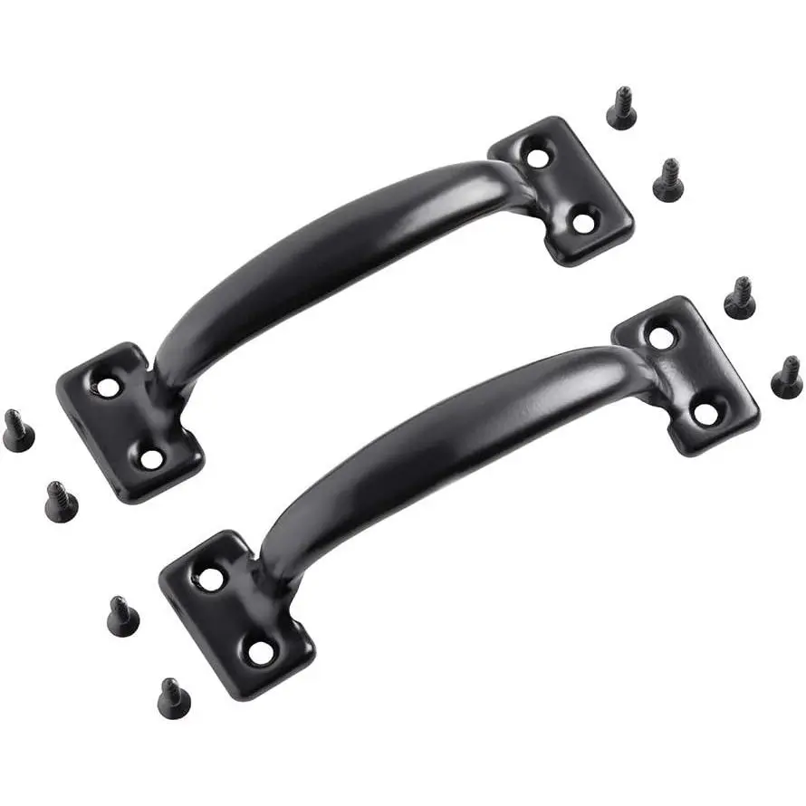 2 Pack 5-3/4 inch Pulls Gate Pull Door Handle Metal Drawer Handles for Kitchen Cabinets Furniture Wardrobe Black