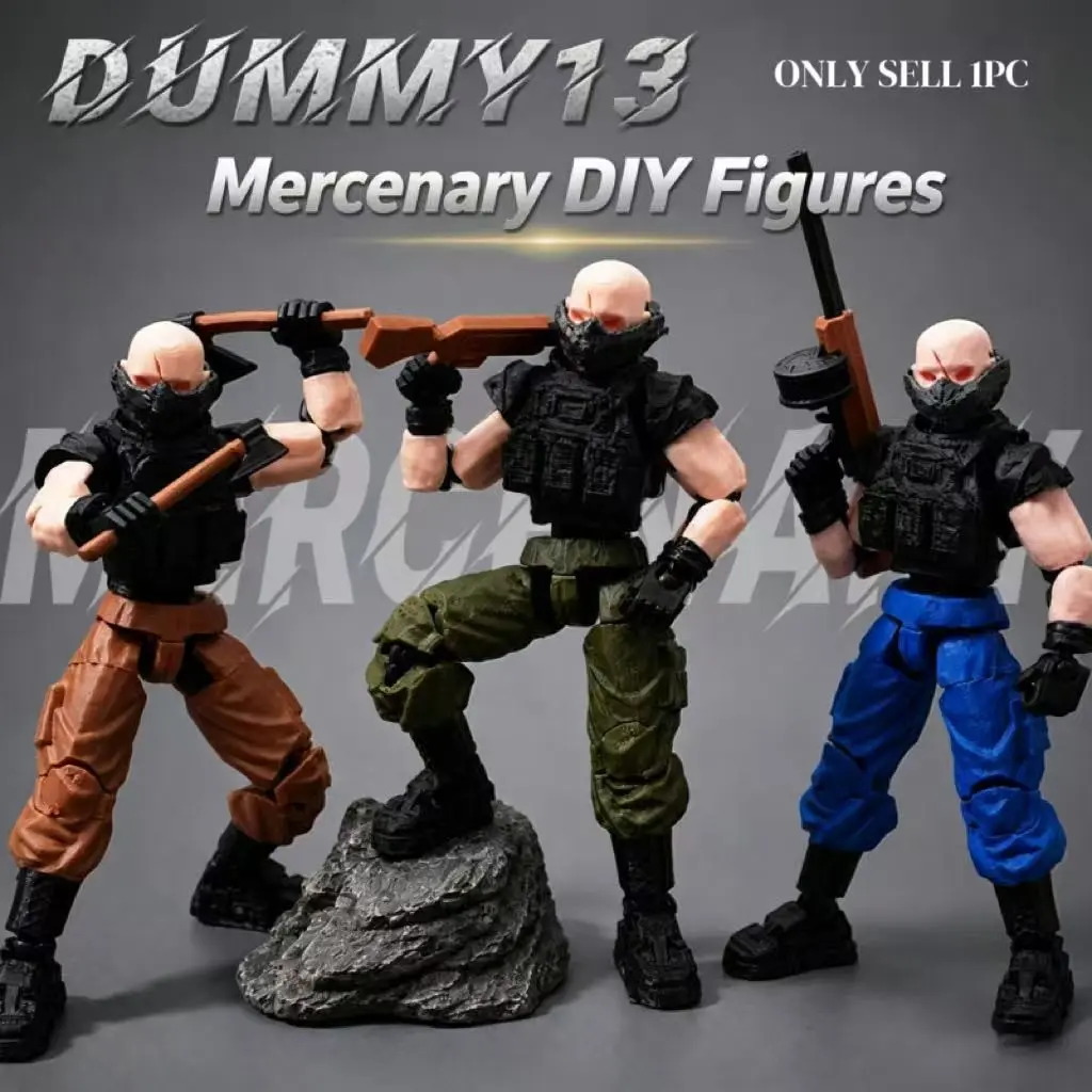 Dummy13 Tactical Mercenary Doll, Full Set Tactical Gear Weapons, Multi-Joint Military DIY Desktop Collectible, Boy's Birthday Gift