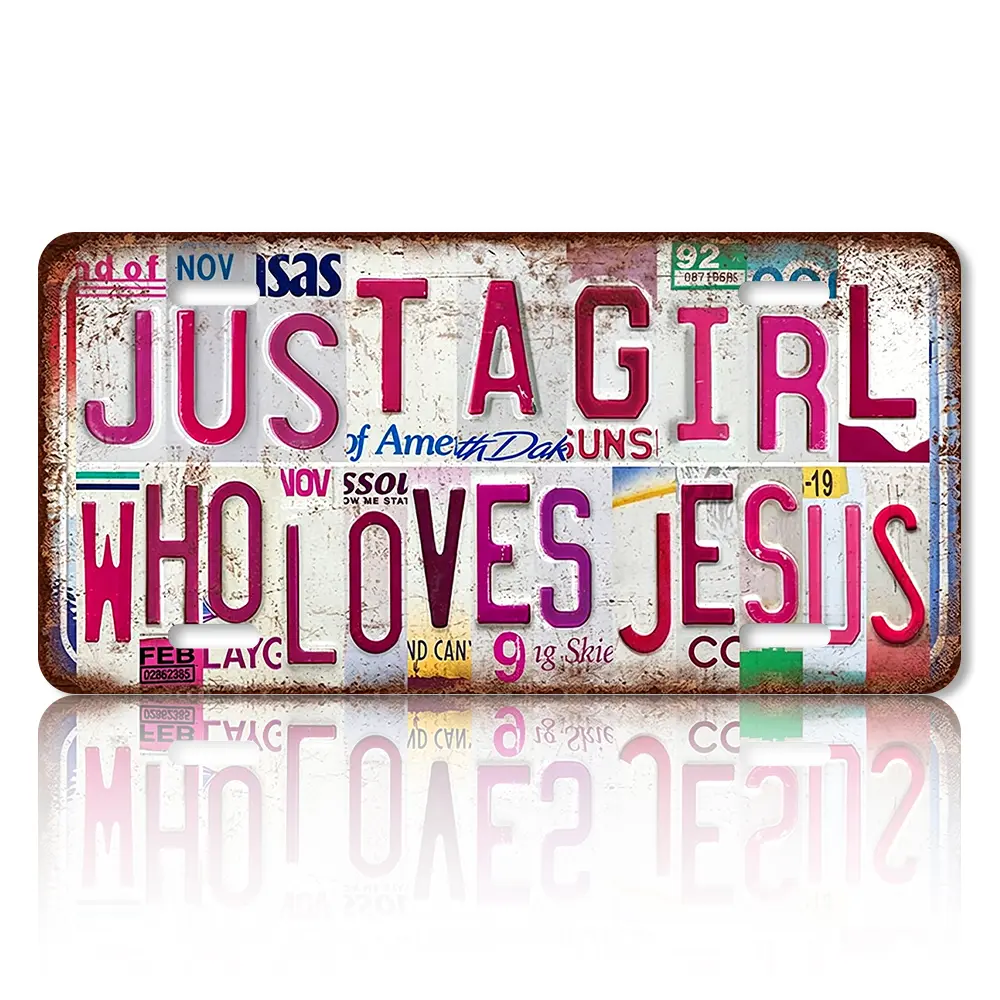 Just A Girl Who Loves Series Vintage License Plate Art 12×6 Inch Aluminum Metal Sign, Rustic Retro Wall Decor, Funny Quote Sign For Bedroom Living Room, Unique Birthday Gift For Her