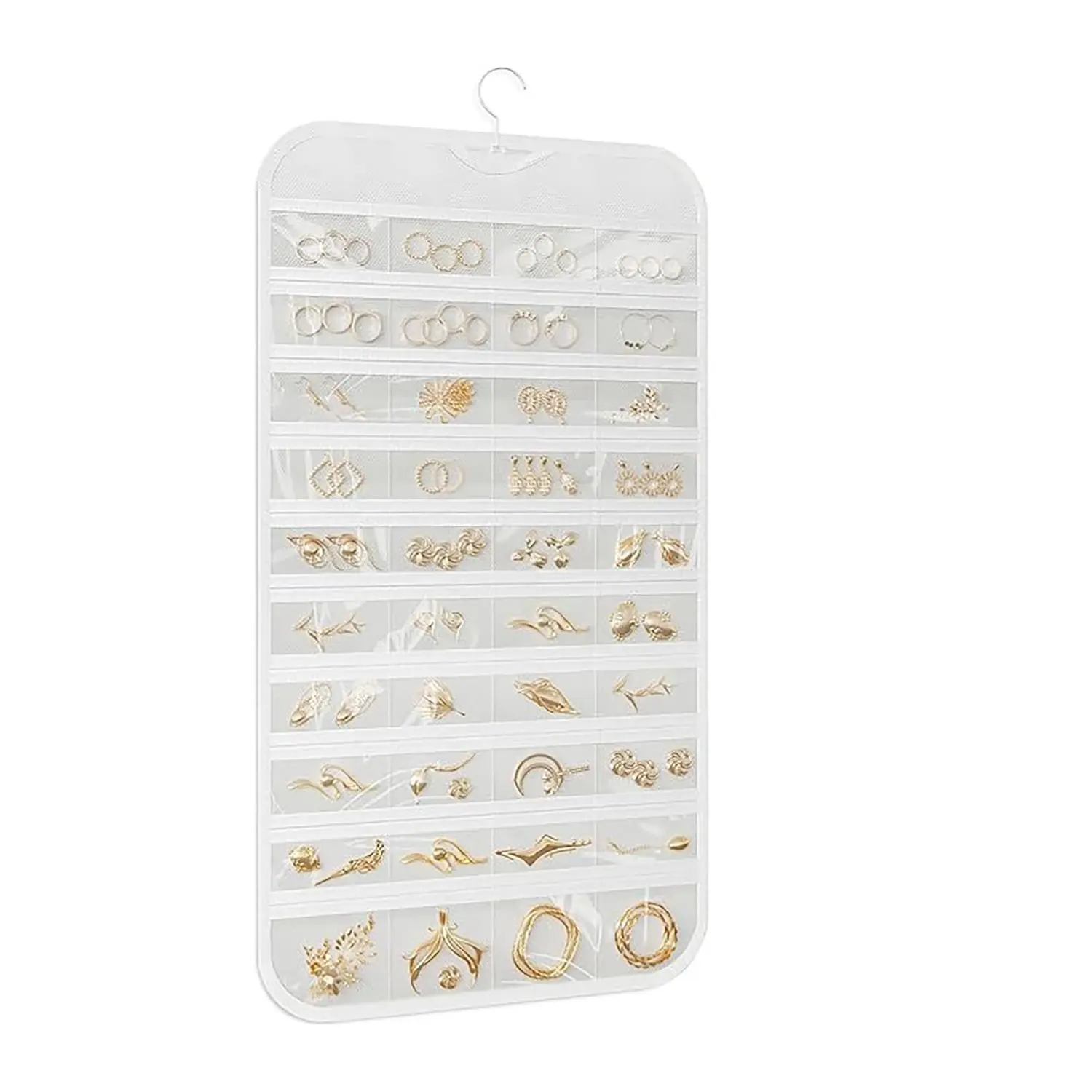Double-Sided Hanging Jewelry Organizer Box with 360-Degree Rotating Hook, Space-Saving Design for Earrings & Bracelets Storage, Bedroom Organizer, Jewelry Storage Unit, Organized Box, Earring Holder Organizer