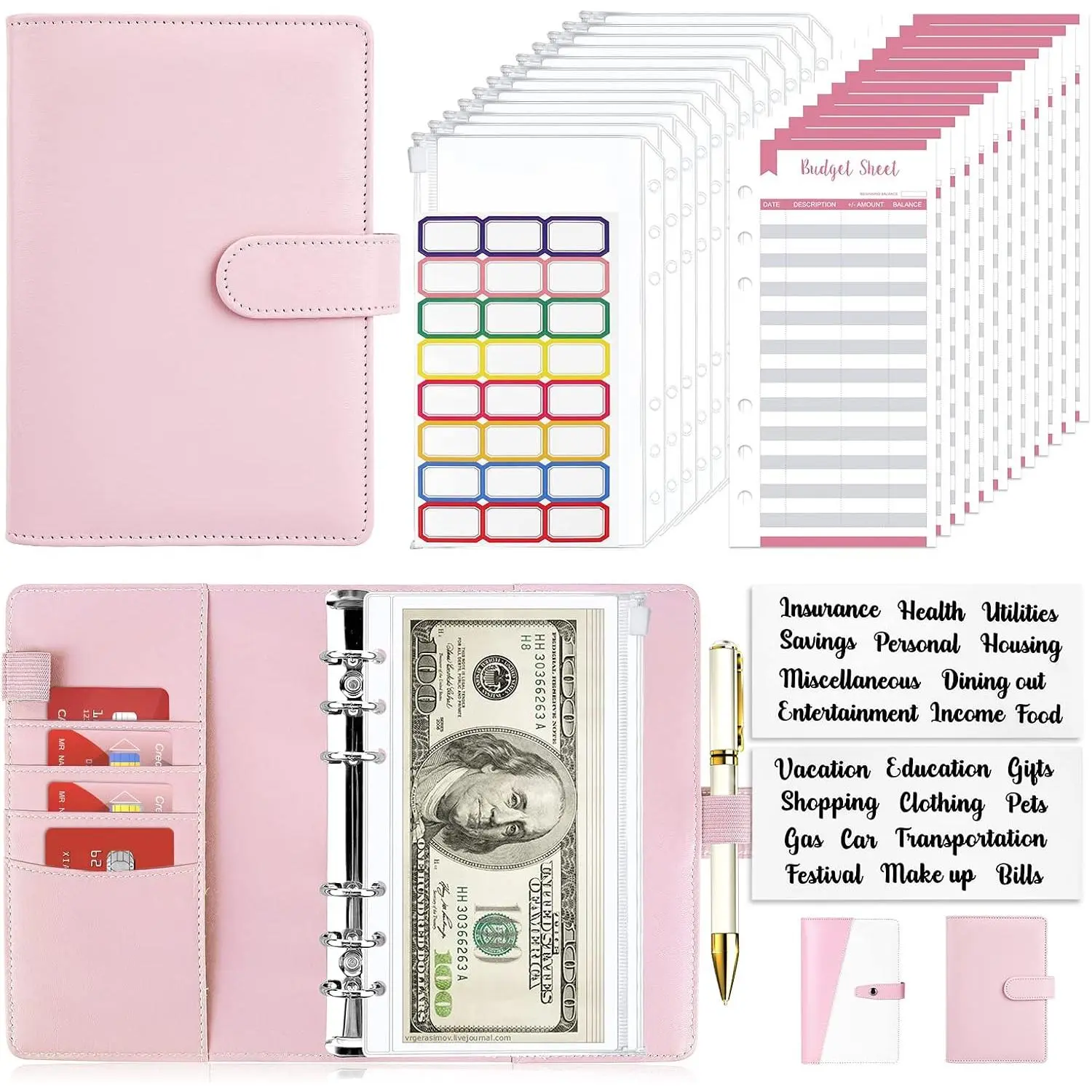 Budget Organizer with Zipper  Envelopes - 28 count,