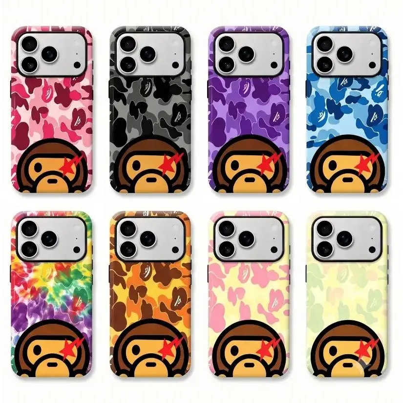 Bape Protective Camo Streetwear Phone CaseSuitable for iPhone 17/16/15/14/13/12/11 ProMax/Plus and Samsung Galaxy S23FE/22/23Impact Resistant Hard Case with ImpactDispersion Technology & Flexible Rubber LinerGlossy Finish UV Protected 2-Piece Design