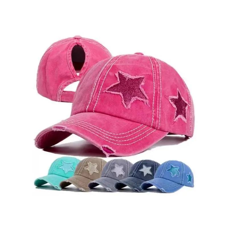 Baseball Cap with Star Decor for Men and Women, Breathable Polyester for Outdoor Sports & Travel with Sun Protection and Adjustable Fit, Sunscreen Hat, Casual, One Size