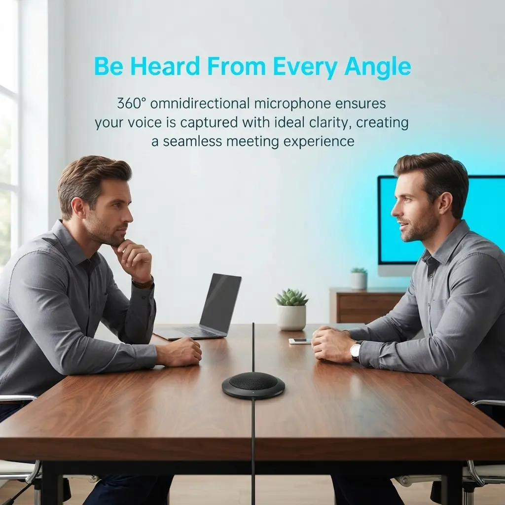 USB Desktop Computer 3m Omnidirectional Conference Microphone for Voice Pickup, Video Recording, and Live Streaming