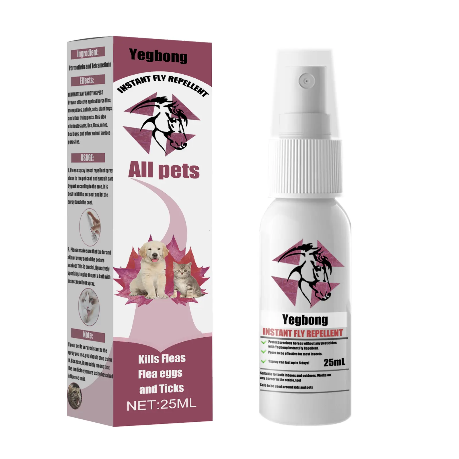 Flea and Tick Spray for Cats & Dogs, Single Item Pet Insect Repellent with Permethrin - Kills Fleas & Ticks, Targets Horseflies, External Anti-Itch Parasite Treatment (24 Months Effectiveness)