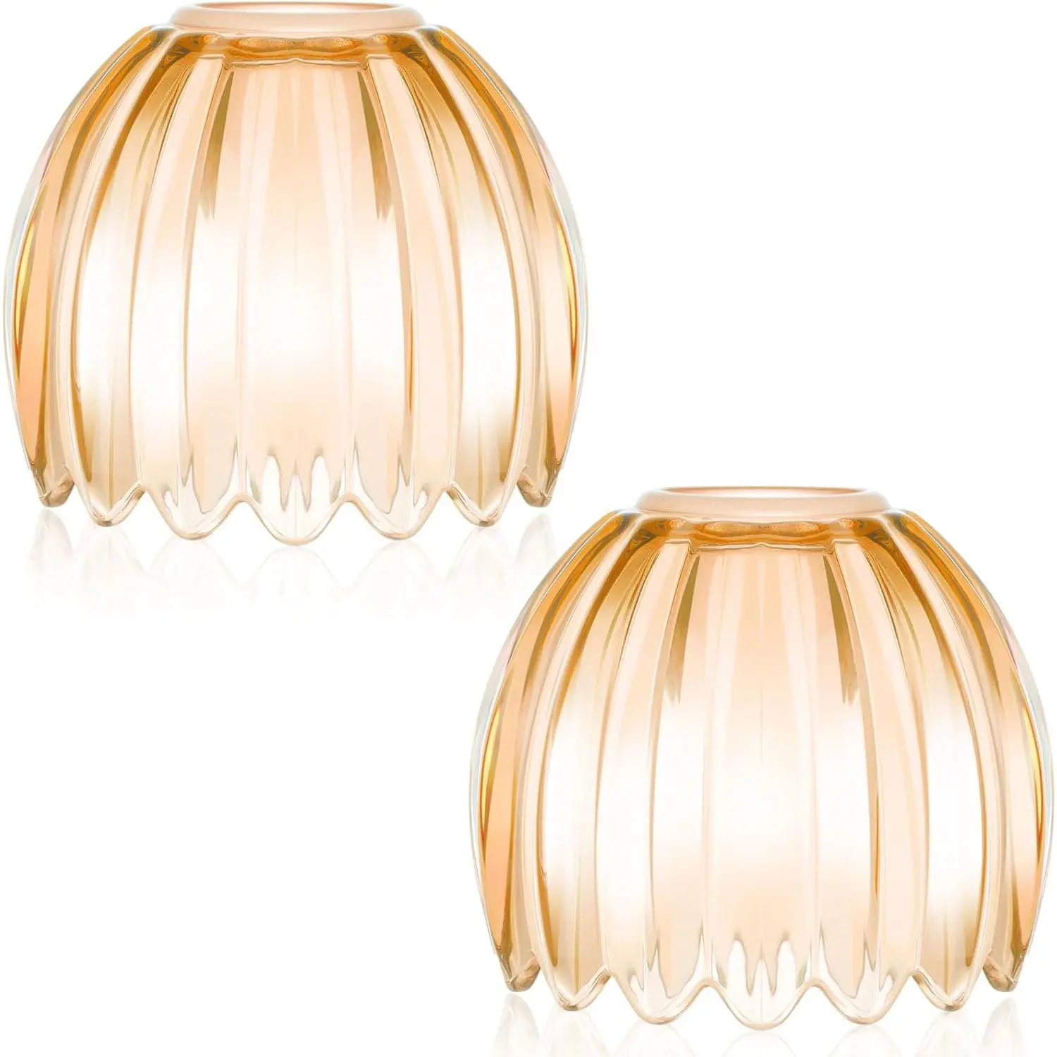 2 Pcs Amber Glass Tulip Mini Lampshade E26 Base 1.65" Top x 4.45" Dia x 4.33" H Replacement for Floor Table Chandelier Vanity Pendant Light Decor