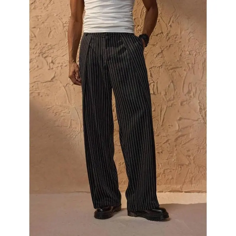 Men's Casual Style/Black Pinstripe/Wide-Leg Pants/Straight-Leg Pants All Season Performance Pant Tactical Waterproof Cargo Waterproof Cargo Pants