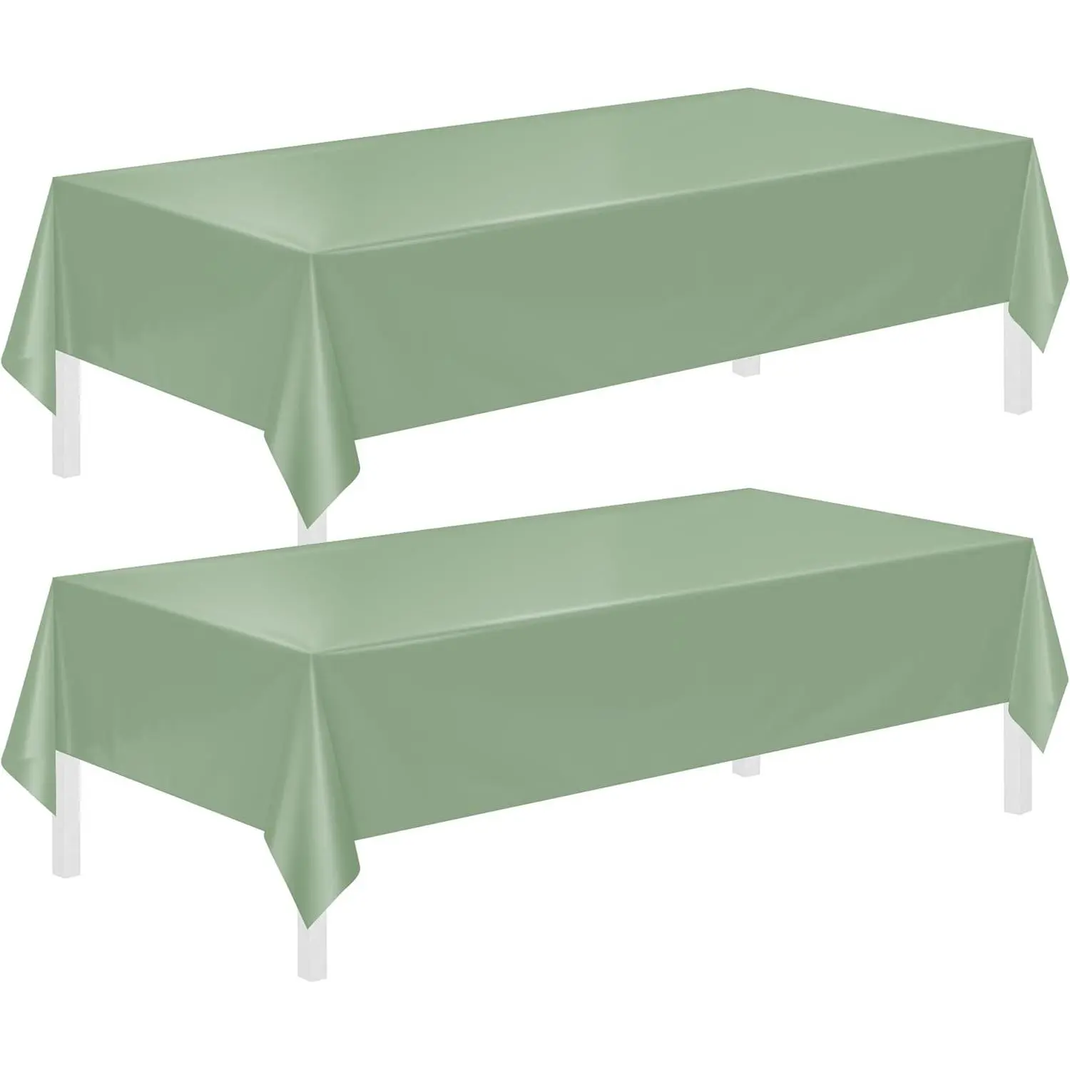 2 Pack Sage Green Tablecloths,54"x108" Plastic Table Cloth Disposable for Rectangle Tables,Sage Green Table Cover for Dinner Outdoor Picnic Birthday Bridal Wedding Baby Shower Party Decoration