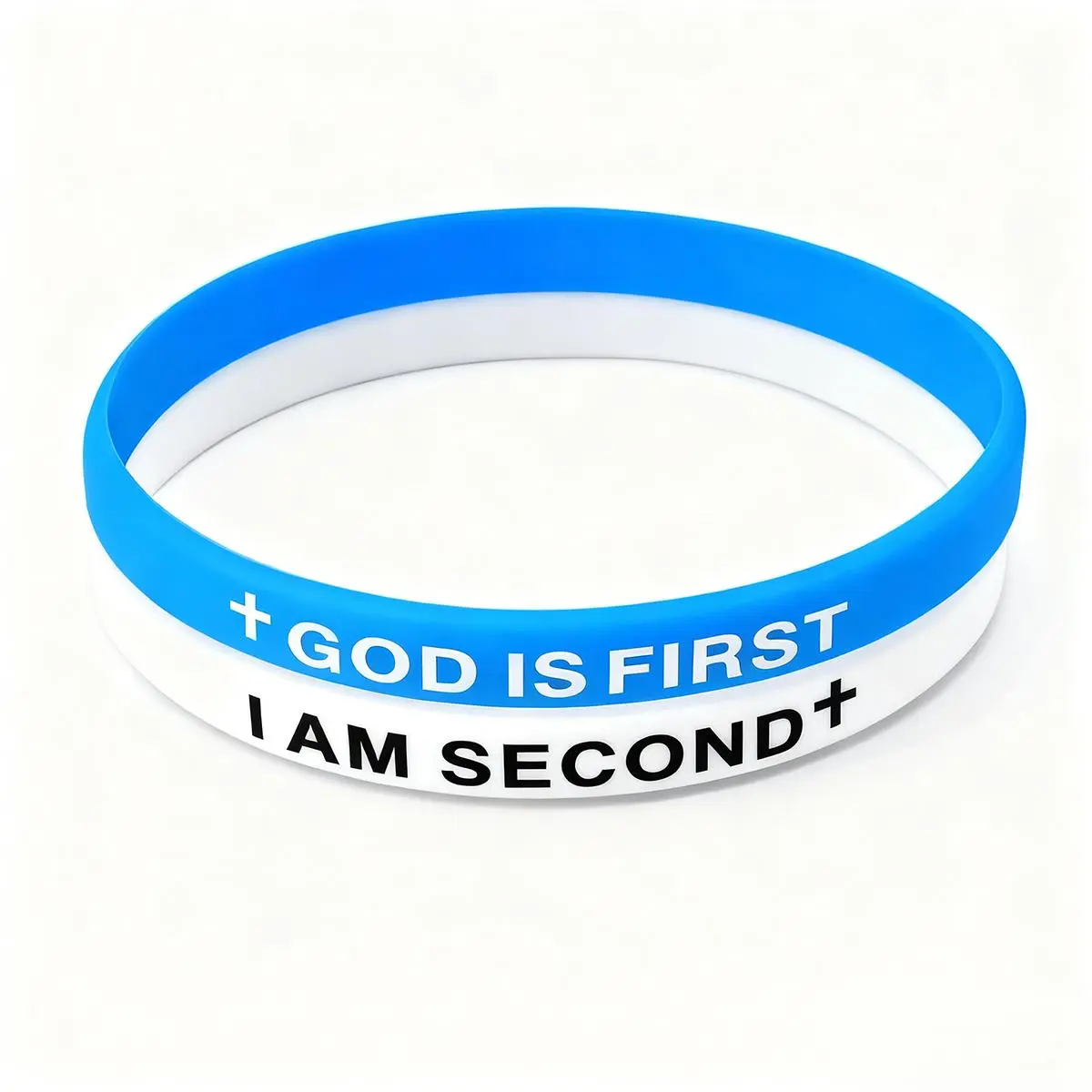 Christian Bracelet for Men Women, GOD IS FIRST IM SECOND Silicone Wristband with Engraved Cross and Inspirational Bible Verse, Faith Religious Gift