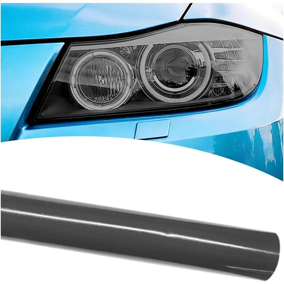 48x11.88" Light Tint Vinyl Wrap Protector Film, Water Resistant Peel-and-Stick Self-Adhesive Cuttable Sticker for Car Headlights/Taillights/Fog Lights, Auto Modification Cover (LightBlack)