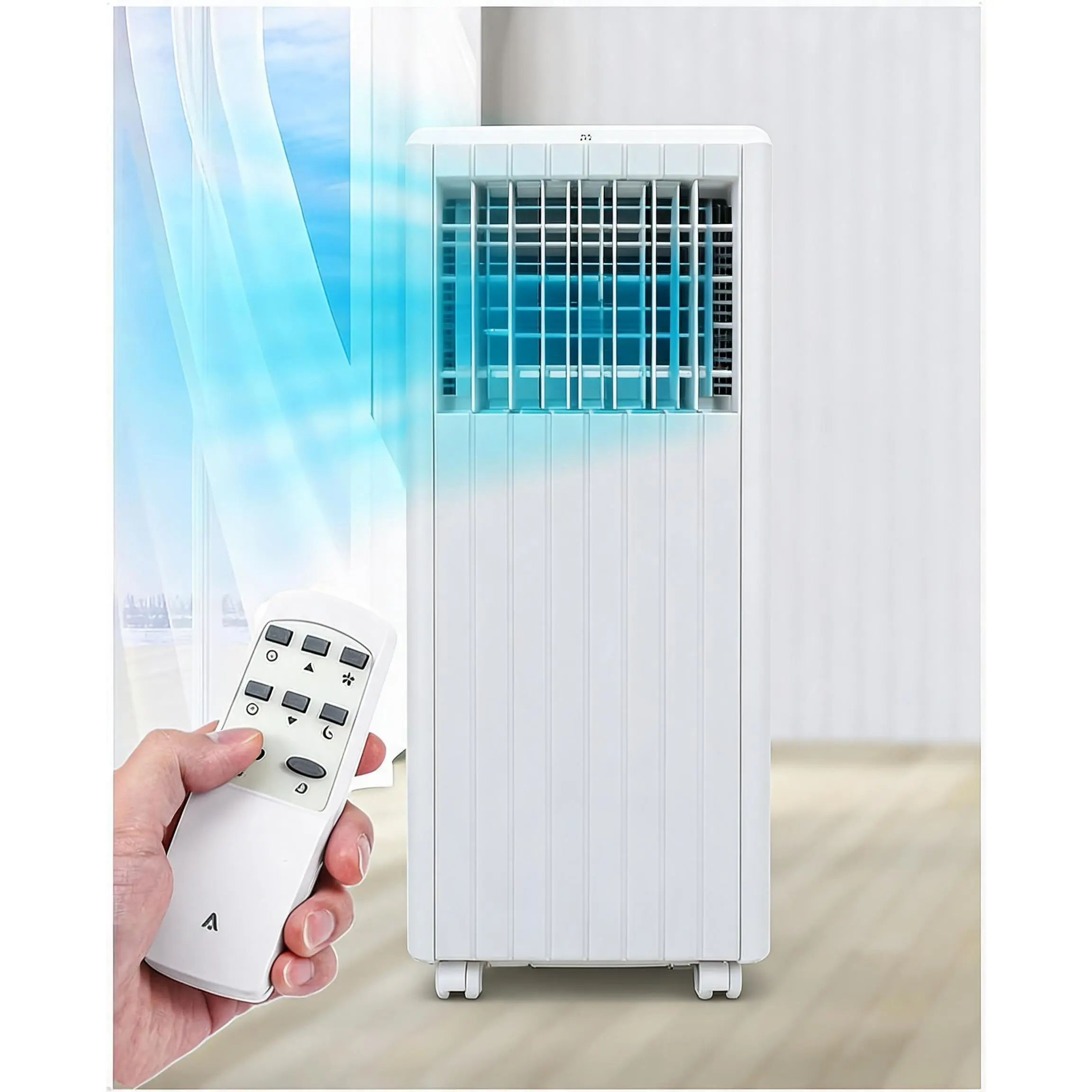 Efficient 3-in-1 Portable Air Conditioner 8000 BTU – Cooling, Dehumidifier & Fan – Quiet Operation, Remote, 24H Timer, Window Kit for Rooms up to 300 Sq.Ft, Ideal for Bedroom, Office, Home