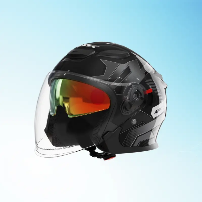 All Season Motorcycle Helmet - Adjustable Men's/Women's Helmet with Integrated Visor, Removable Washable Liner, Chilly Wind-Blocking Design, Chinstrap Buckle - Ideal for Casual Riding, City Commuting