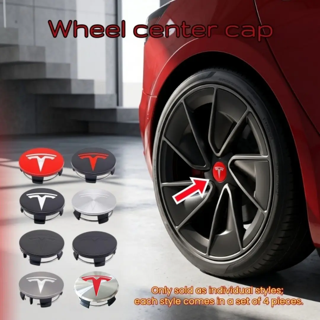 4 Pack Wheel Covers, Snap-On Full Rim Wheel Hub Shells, Dustproof Anti-Scratch Wheel Rim Protectors, Compatible with Model 3, Model Y, Model S, Model X, Cybertruck, Electric Vehicle Exterior Replacement Accessories