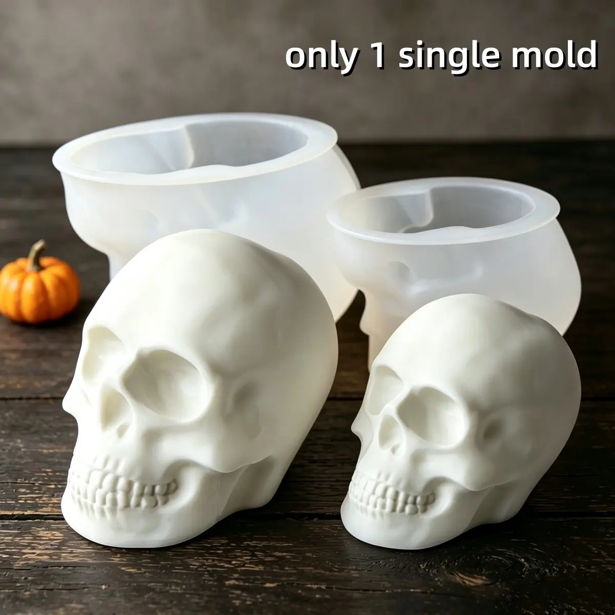 1PC Skull Silicone Mold 3D Halloween Skull Head Crystal Epoxy Resin Mold Candle Molds For Candle Making DIY Candle Making Wax Melts Handmade Craft Gift Festival Ornament