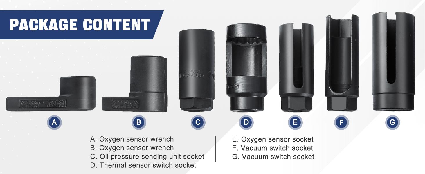 7pcs O2 Oxygen Sensor & Oil Pressure Sending Unit Master Sensor Socket Set 7pcs O2 Oxygen Sensor & Oil Pressure Sending Unit Master Sensor Socket Set