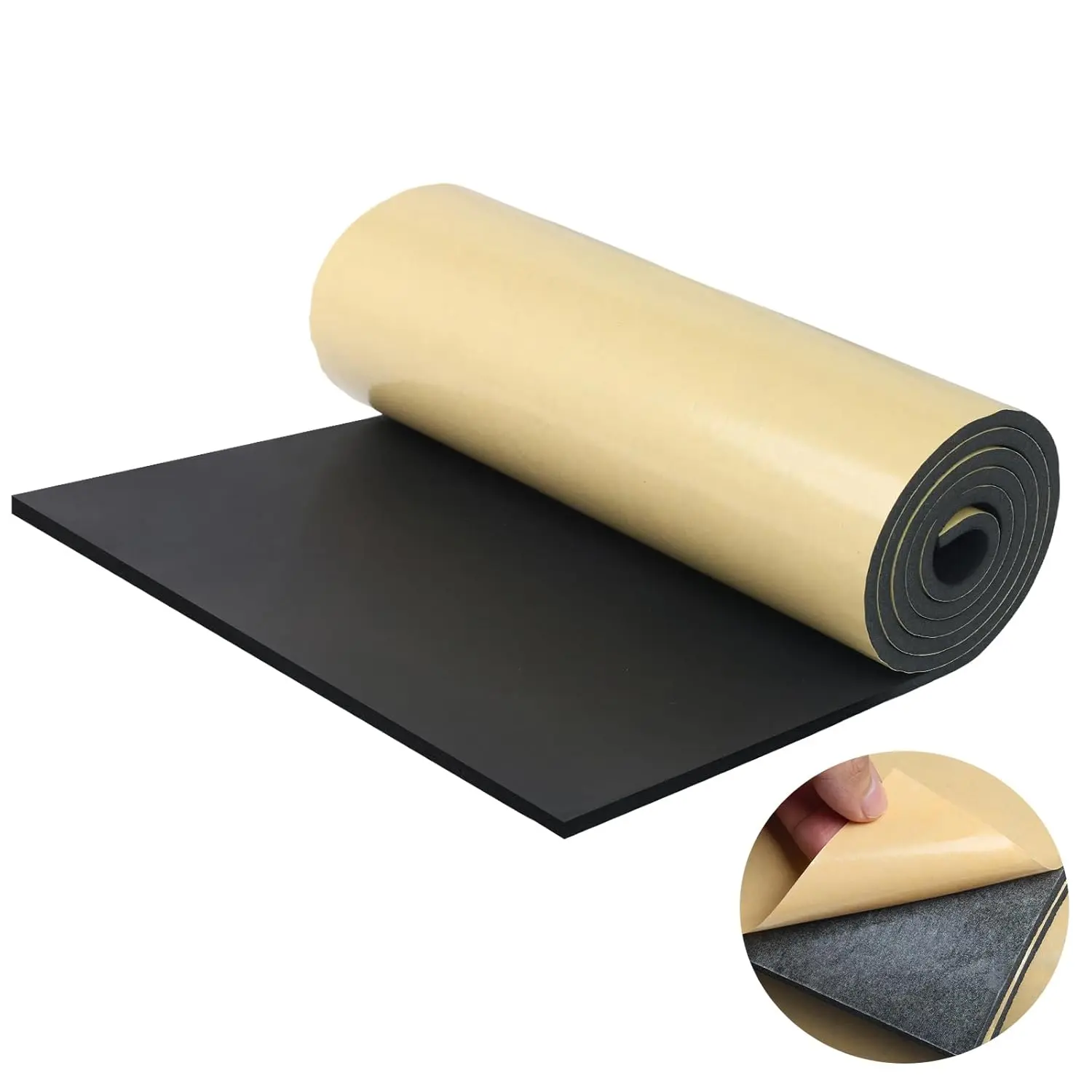 Adhesive-Back Closed-Cell Sponge Neoprene Foam Sheet, 12 in x 59 in x 1/4 in Multi-Size Cut Foam Roll, High-Density Padding for Sofa Shock Absorption, DIY Crafts