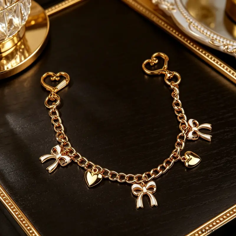 Elegant Pearl Floral Bow Charm Handbag Strap with Alloy Chain - Dainty Accessory for Charles & Keith Wander Bag, Women's Sweet Look Daily Wear Ornament, Adult Gift