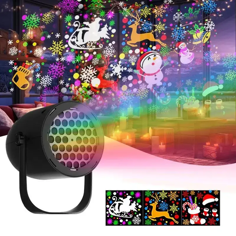 USB Powered LED Projection Light, Bright Christmas Halloween Film Slide Projector, Festive Stage Atmosphere, Indoor Outdoor Car Decor, Santa Snowflake Reindeer Patterns