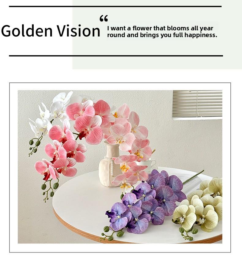 9 artificial Phalaenopsis orchids with a luxurious feel, suitable for decorating the living room, dining table, entrance, and wedding room