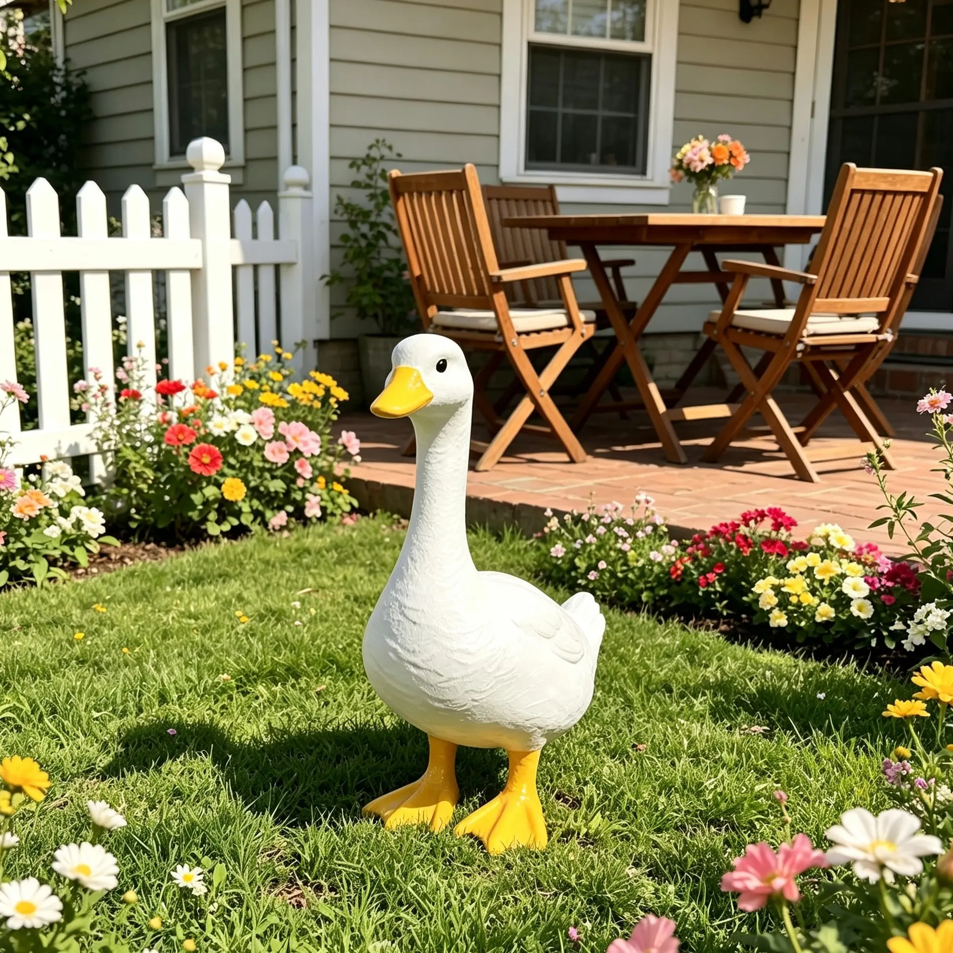 Cute Large Goose Resin Statue, 13.39 Inch Waterproof Outdoor Ornament, Decorative Animal Sculpture for Garden Porch Backyard Lawn Patio, Resin Sculptures, Ornaments Statues