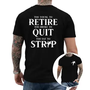 Men's "Too Broke To Quit" Printed Cotton Top, Short-Sleeve Casual Round Neck Streetwear Sports T-Shirt