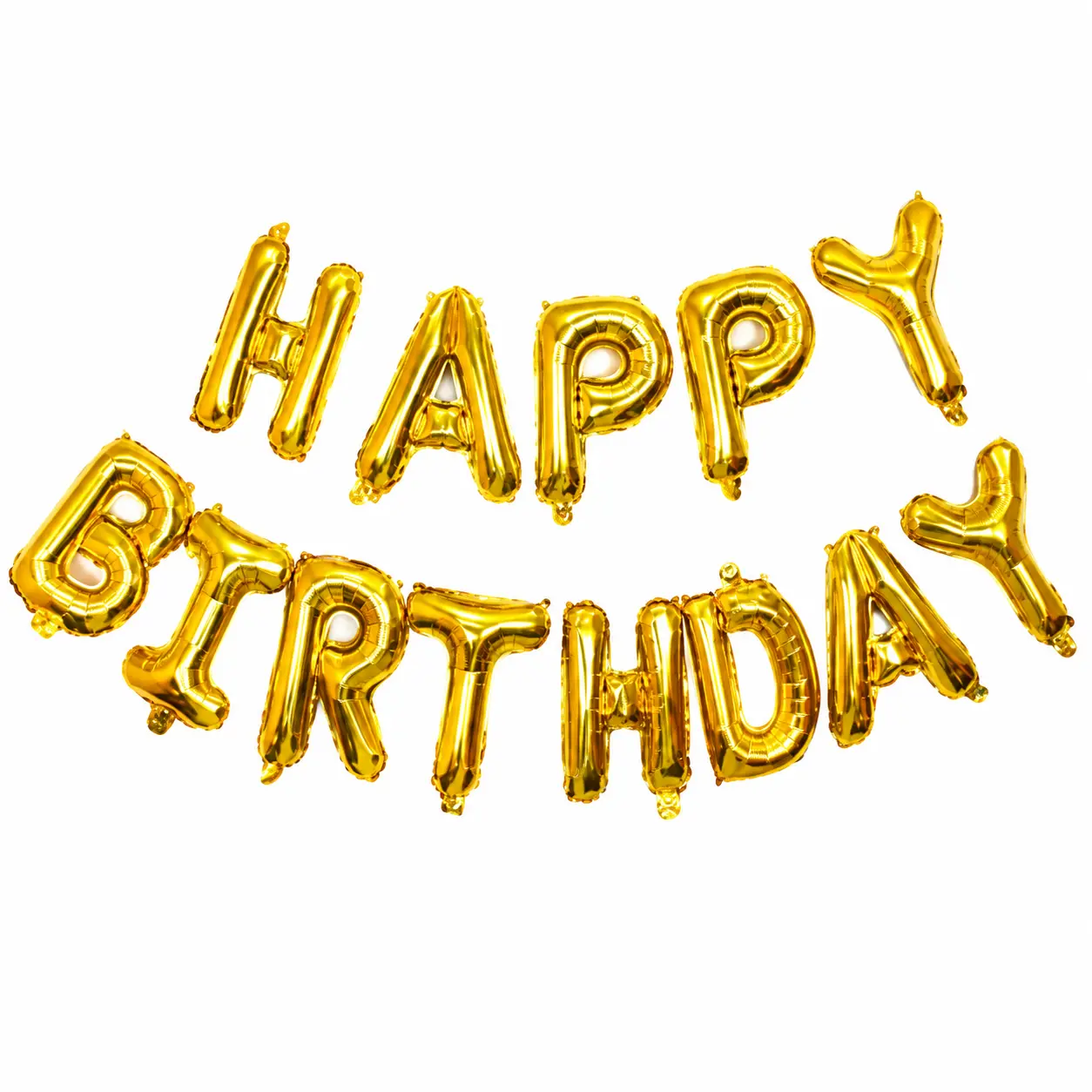 Premium Metallic Aluminum Foil Birthday Balloon Set - Happy Birthday Letter Shape, Shiny Finish, Lightweight Indoor/Outdoor Party Supplies, Easy Inflation, Reusable Eco-Friendly Decor, Happy Text