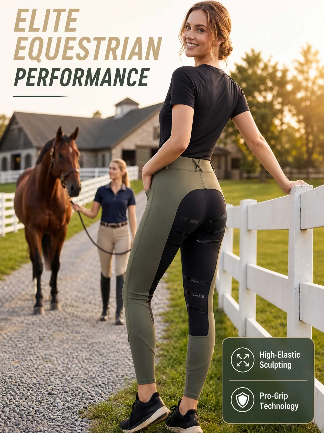 High-End Silicone Anti-Slip Equestrian Performance Pants, Athletic Bottoms, Four Seasons, Simple Design, Pockets, Riding Convenience, Lifts Butt, Slims Belly, Long Legs, Knight Style