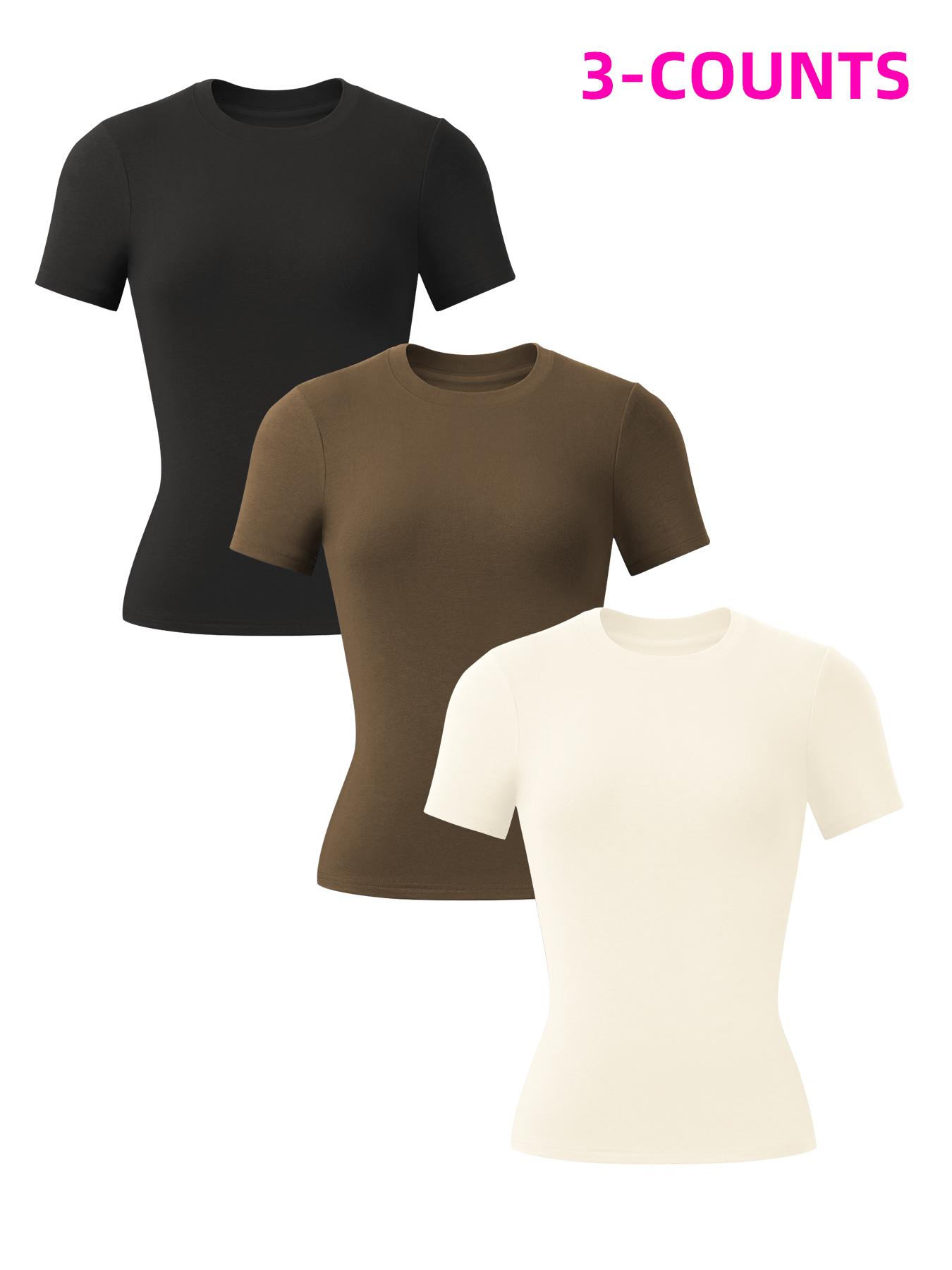 Women's Solid Sports Tee, Breathable Comfortable Short Sleeve T-shirt for Yoga Gym Workout Running, Ladies Sportswear for Summer