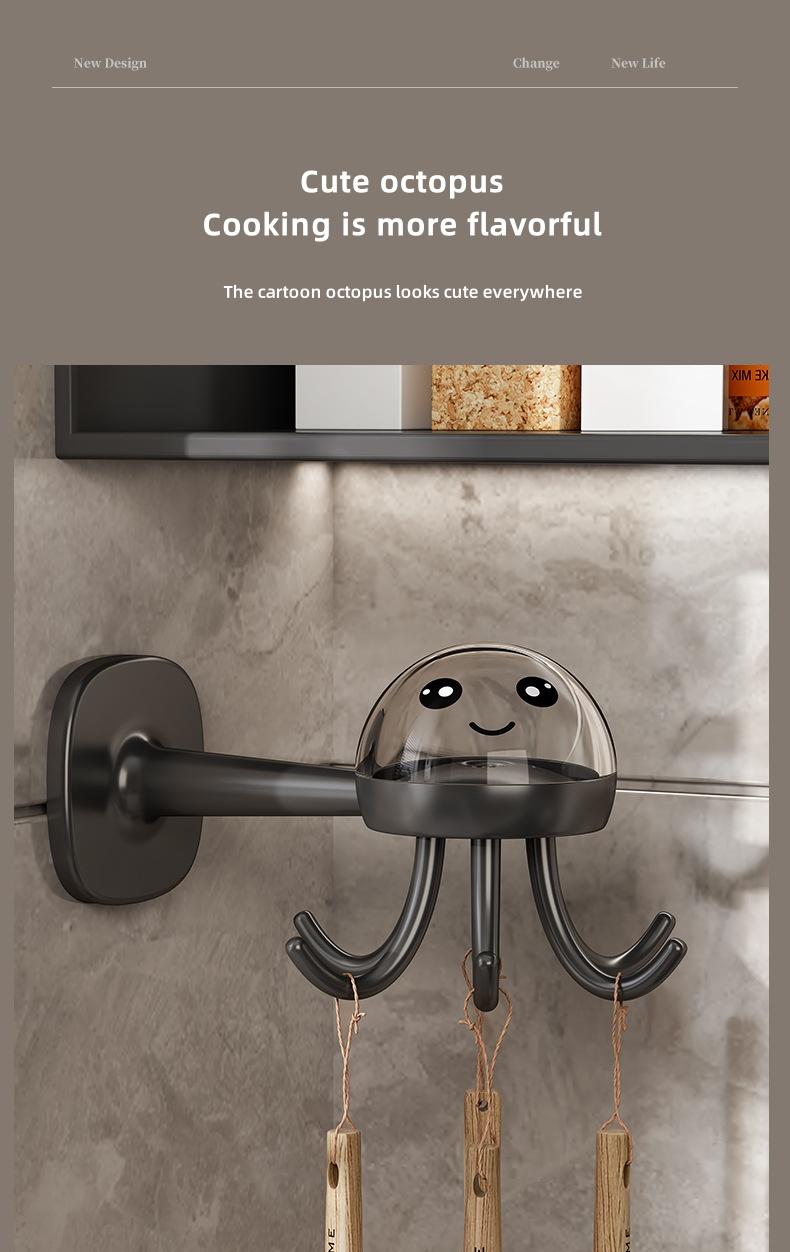 Kitchen Rotatable Hook Wall Mounted Storage Rack Kitchen Storage Rack Multi-Functional 360° Rotary Hook