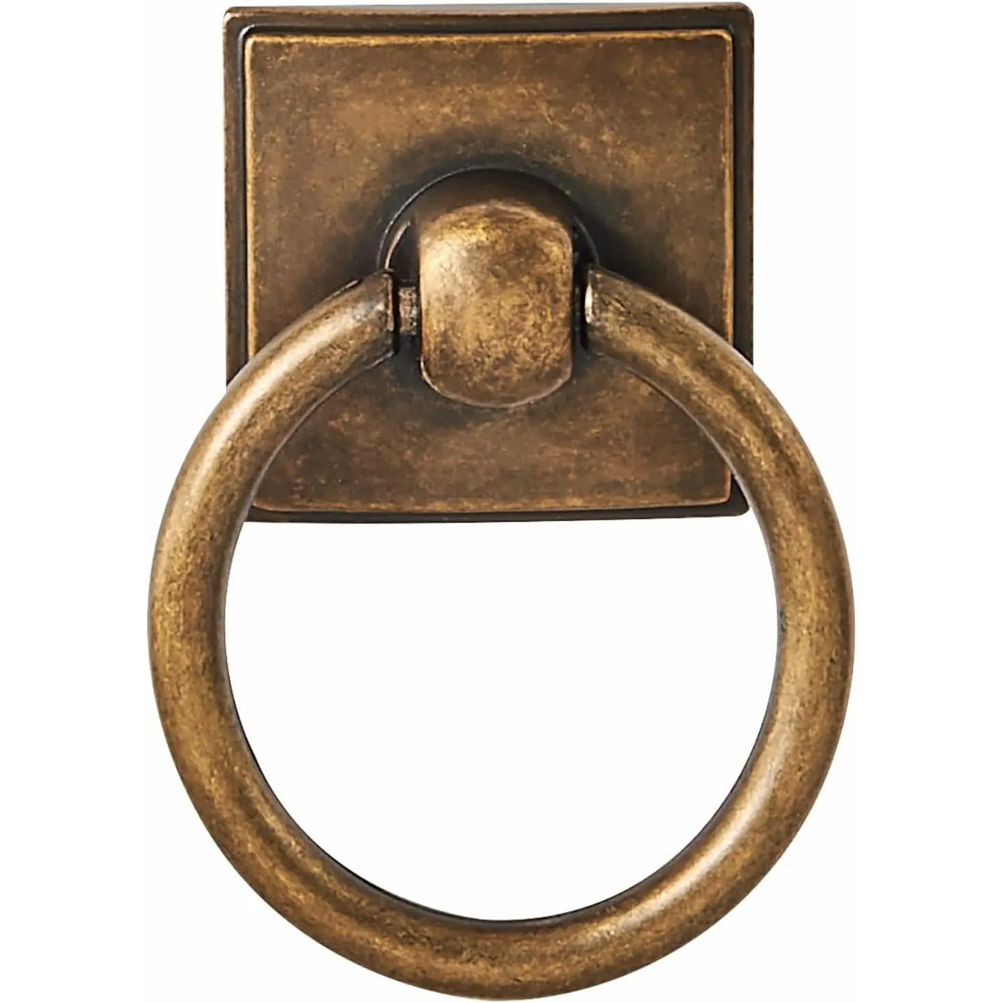 2-Pack 1.9 Inch Ring Cabinet Knobs -  Antique Brass Backplate for Drawer knobs for Dresser, Kitchen Cabinets - Durable Zinc Alloy Hardware.