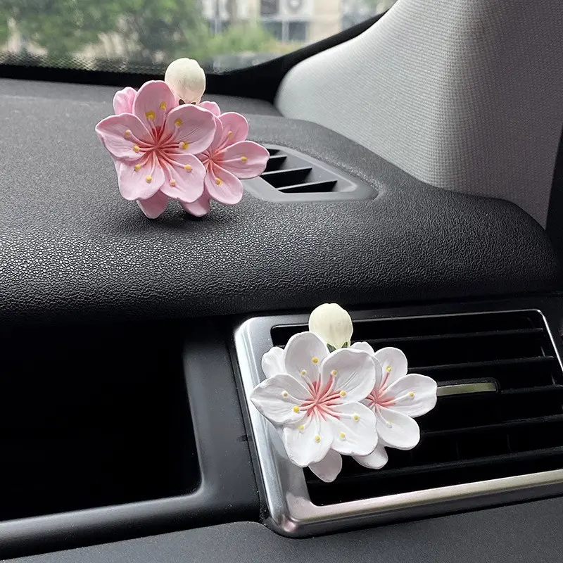 Peach Blossom Car Fragrance Clip, Cute Air Conditioning Vent Decor, Fresh Car Interior Accessory, Stylish and Practical Design