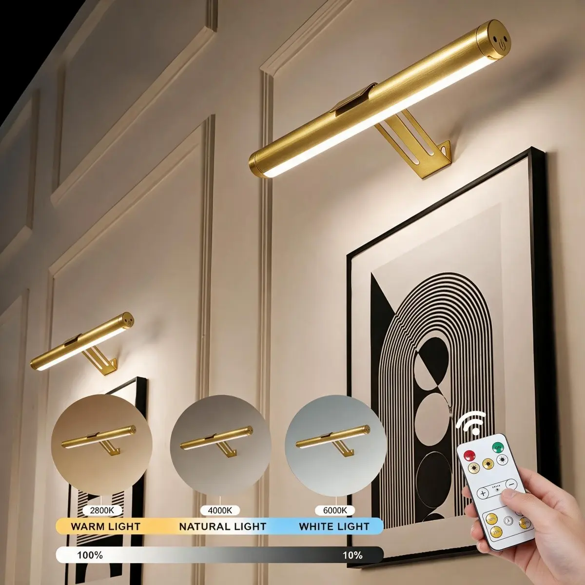 Modern LED Rechargeable Wall Lamp, Electronic Lamp, 4000mah Battery, Touch Control, Remote Dimming, Dimmable Wall Light, /, Ideal for Living Room, Bedroom, Hallway