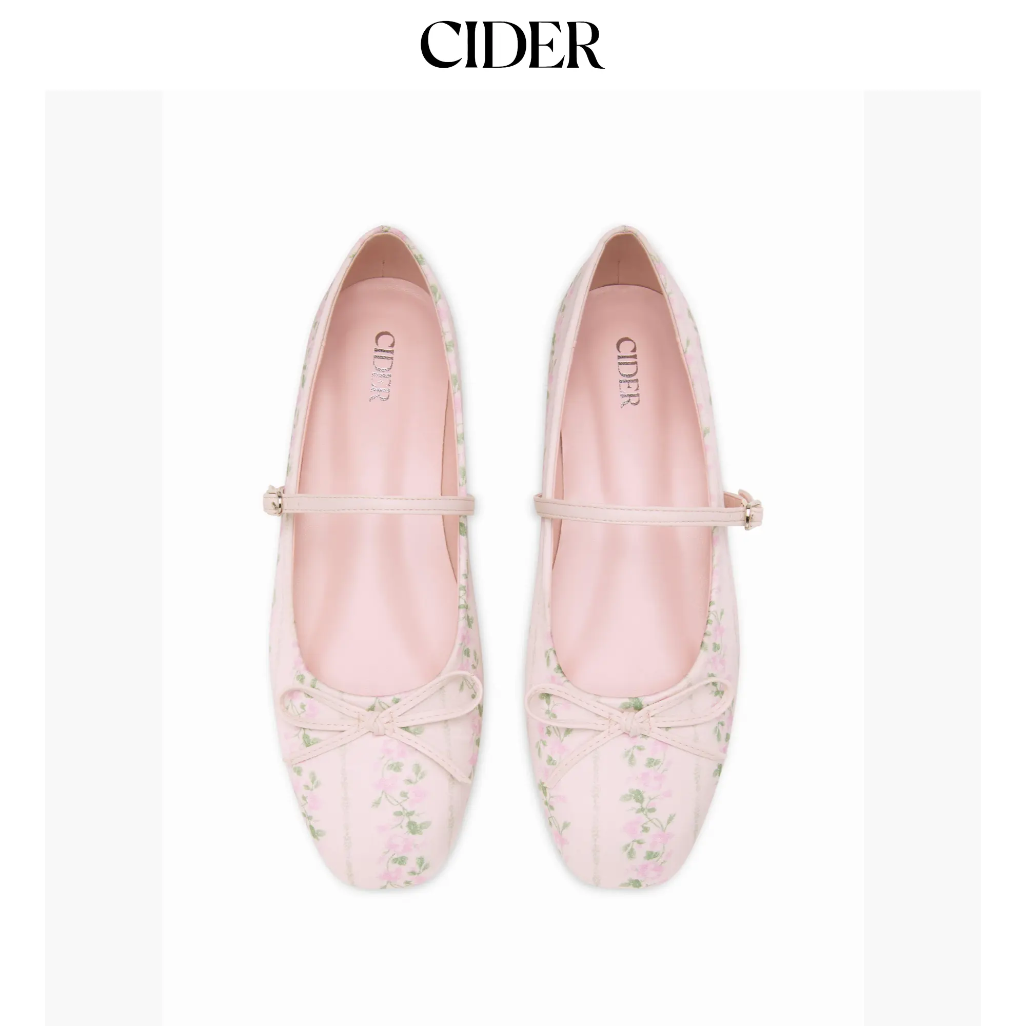 Cider BOWKNOT DECOR FLORAL MARY JANE FLATS SohoChic
