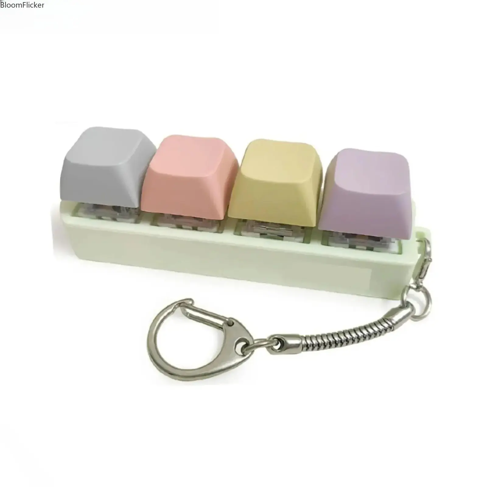 4-in-1 Sensory Fidgets Keyboard Clicker Keychain, Mini Bag Accessory Portable EDC Luggage Gadget with Simulated Click Sound, Compact Pocket Stress Relief Aid for Adults