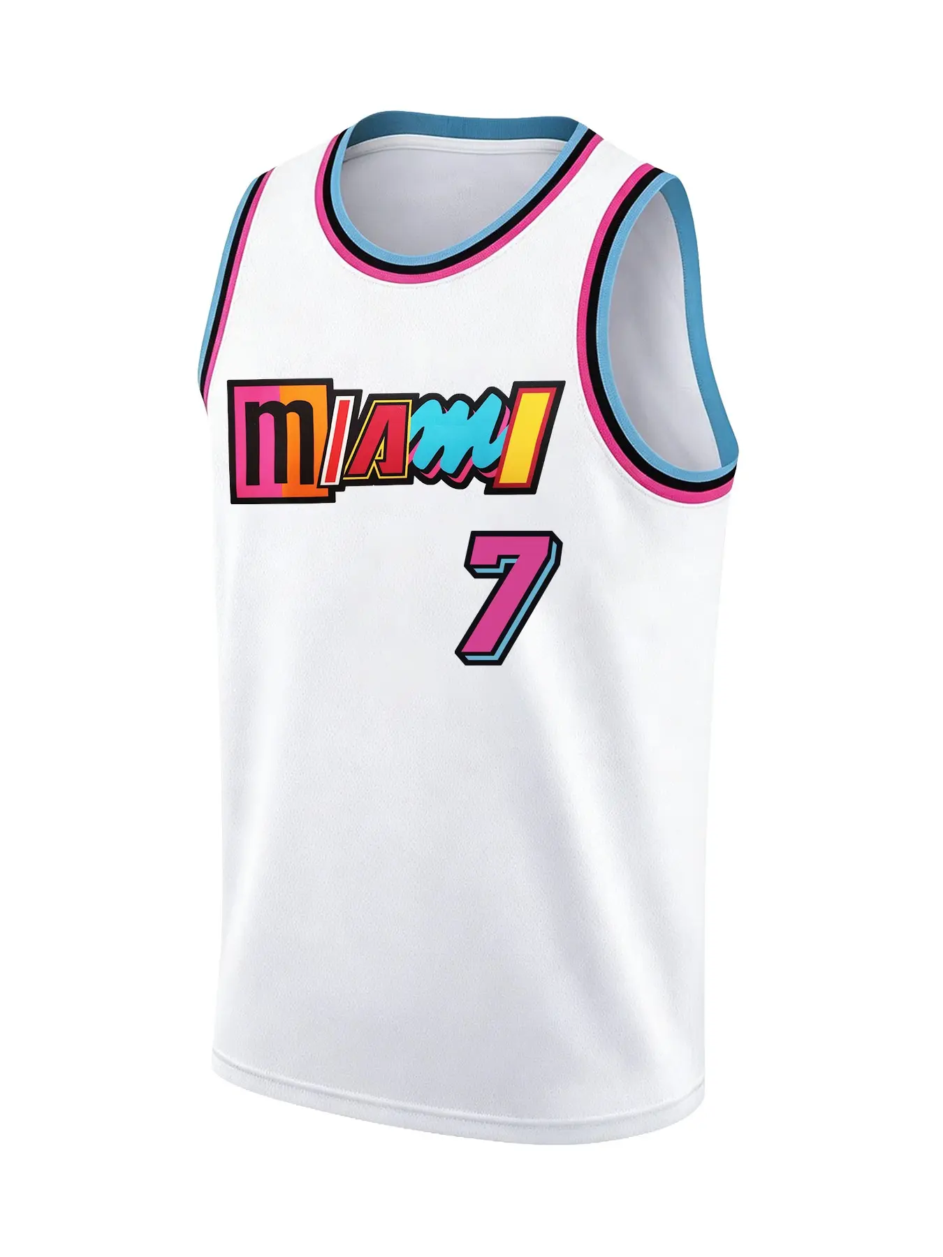 Miami City Edition #7 Embroidered Basketball Jersey Stitched Mesh Sports Vest