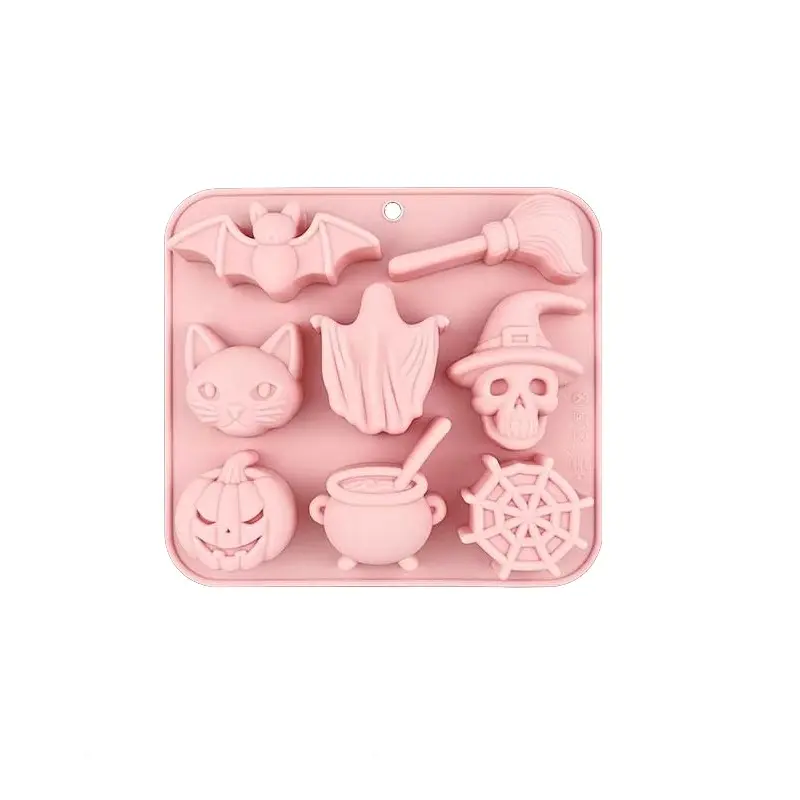 Silicone Halloween Chocolate Mold Set, Includes Skull, Pumpkin, Ghost, Spider, Bat, Castle, Cat, Broom, Mummy, Perfect for Desserts & Parties, Silicone Molds