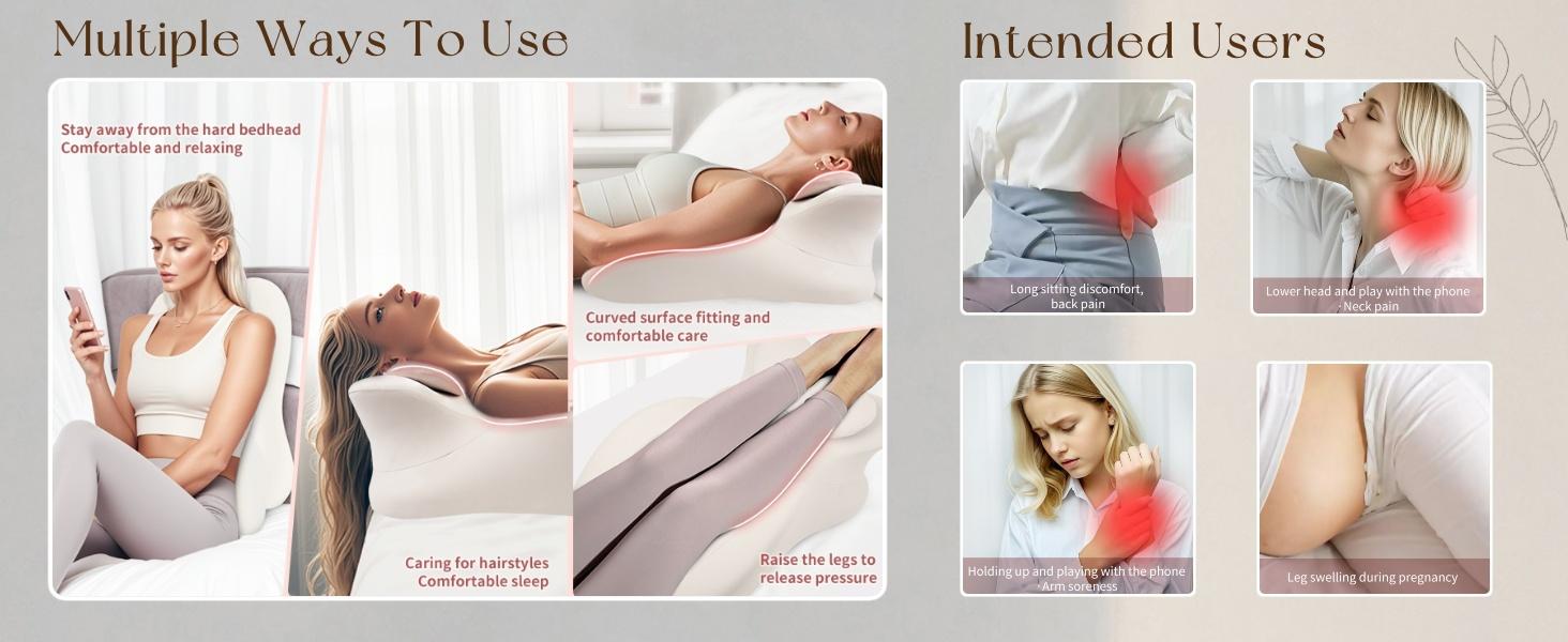 Adult Ergonomic Wedge Prone Pillow, Bed Pillow for Sitting Up, Back, Neck, and Leg Pain Relief, Anti Snoring, for Massage, Reading, Sleeping, with Removable Washable Cover, Grey