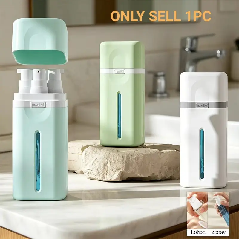 4 in 1 Travel Dispenser Bottle, Travel Bottles for Toiletries, Refillable, Leak Proof, Portable, for Travel, Camping, Business