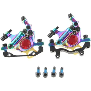HB-100 Line Pulling Hydraulic Disc Brake Calipers, Mechanical Disc Brakes for MTB, Mountain Bike, E-Bike and Electric Bike 2PCS Front/Rear Colorful