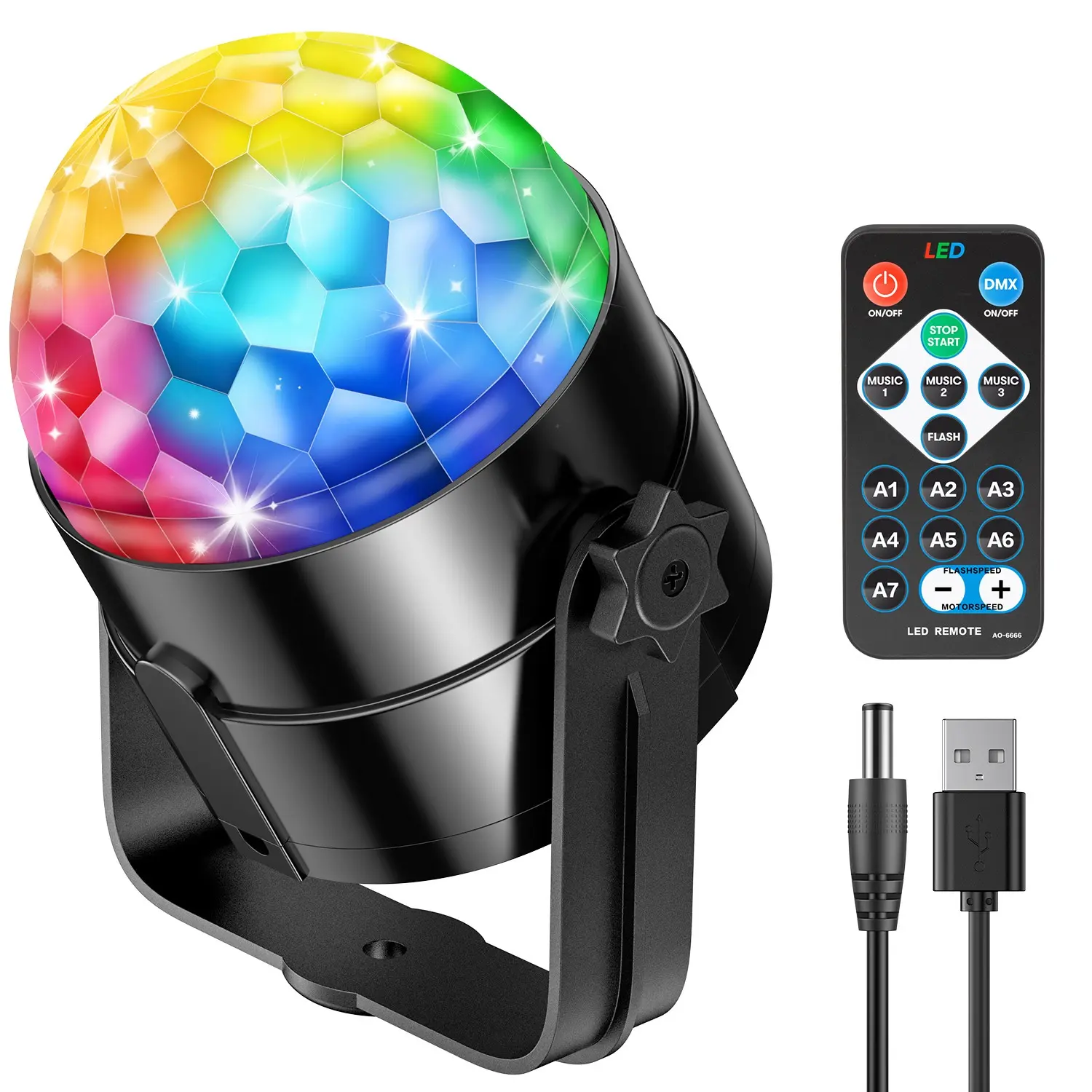 Disco Ball Riyo 360° Rotating Sound-Activated Disco Light, Remote Control Party Light, Indoor Disco Lamp, Birthday Karaoke Decor, Home Decoration, Led Lighting