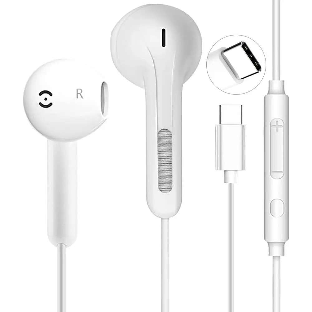 USB C Headphones for iPhone 16/15 Pro Max/Plus, Wired Earbuds with Mic & Volume Control, HiFi Stereo Noise Cancelling Type C Earphones Wired for iPad Pro, Samsung Galaxy S23/S22/S21/S20/Ultra More