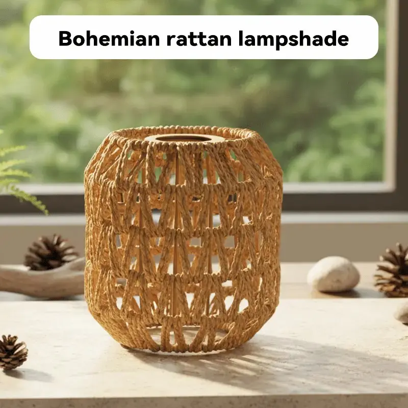 Bohemian Farmhouse Woven Lamp Shades, Durable Handcrafted Design, Versatile Indoor Lighting Accessories for Bedroom and Living Room